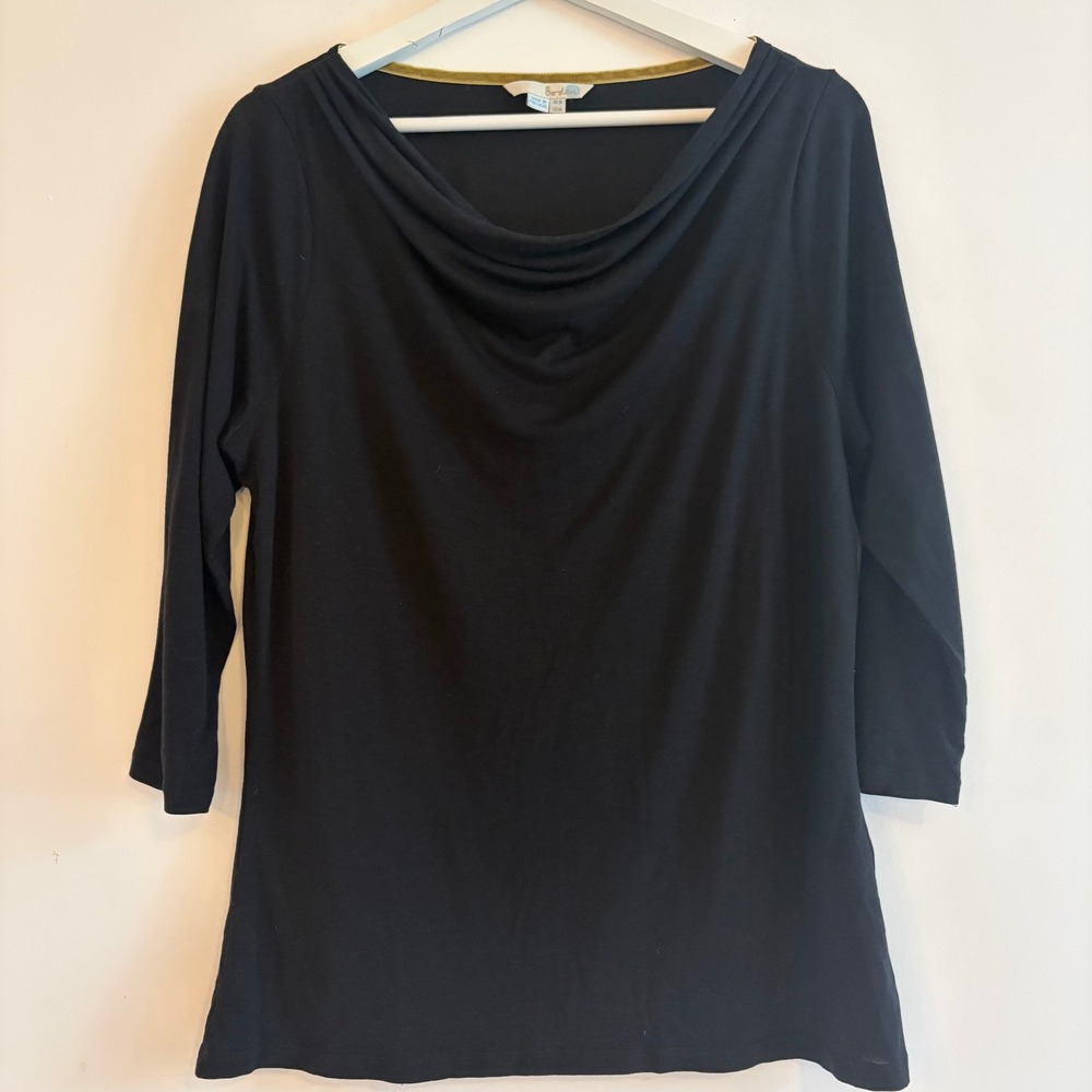 Boden Women's Black Cowl Neck 3/4 Sleeve Tunic Wool Blend Top US Size 14